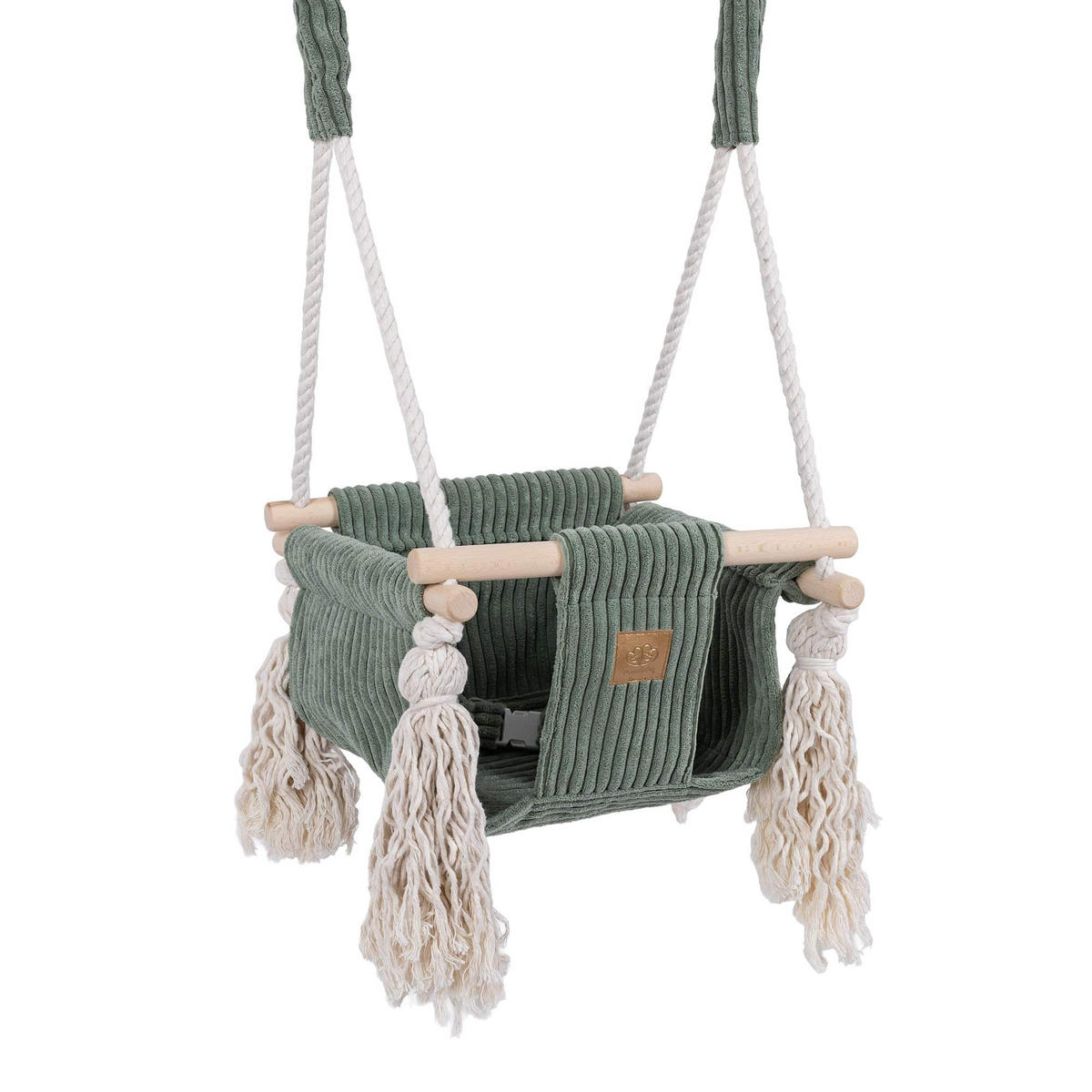 BABYSCHAUKEL zum Aufhängen im Quadrat-Design aus Cord in Olivgrün - Grün, Textil (35/170/170cm) - MeowBaby