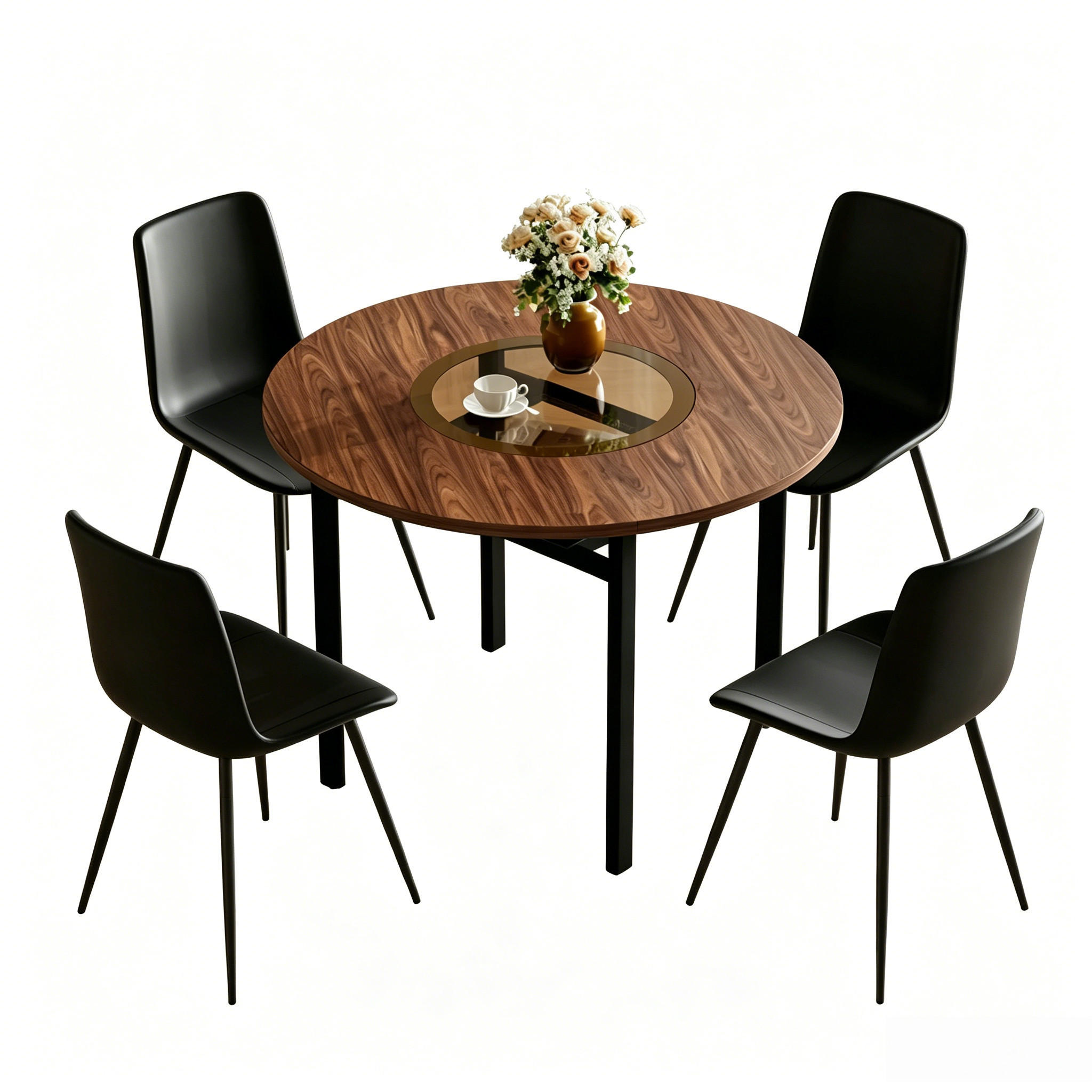 TISCHGRUPPE 5-tlg 4 Personen Holzoptik Braun - Schwarz, Holz/Metall (63/22/113.5cm) - Raelunyi