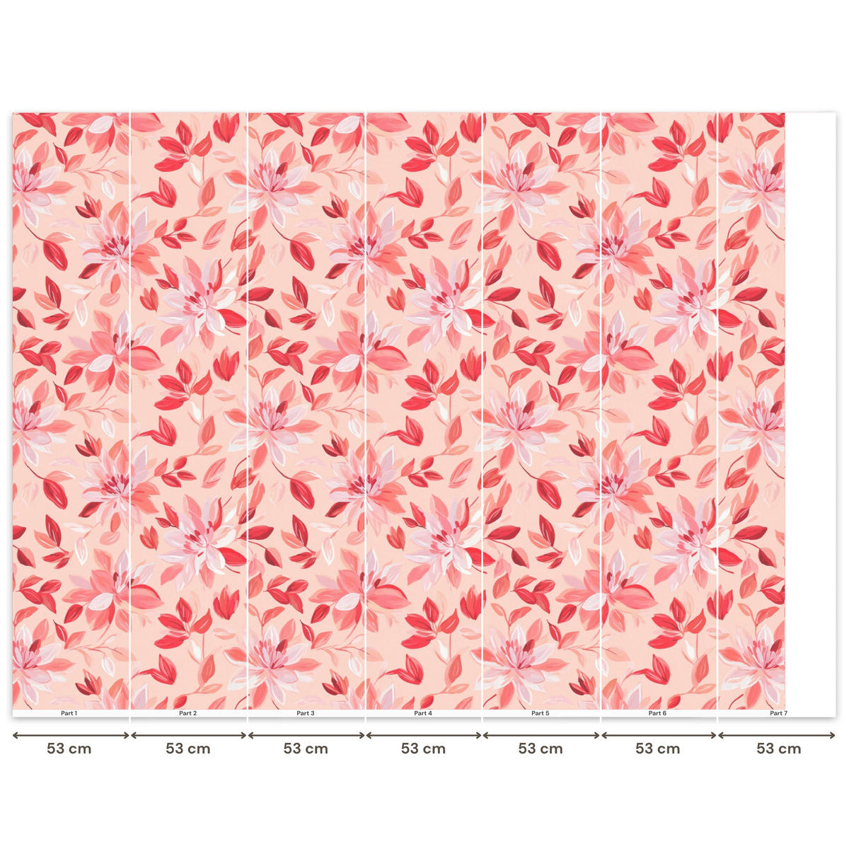 TAPETE - Botanisch - Blumen - Rot - 350x280 cm - Koralle, Papier (350/280cm) - OnlyWow