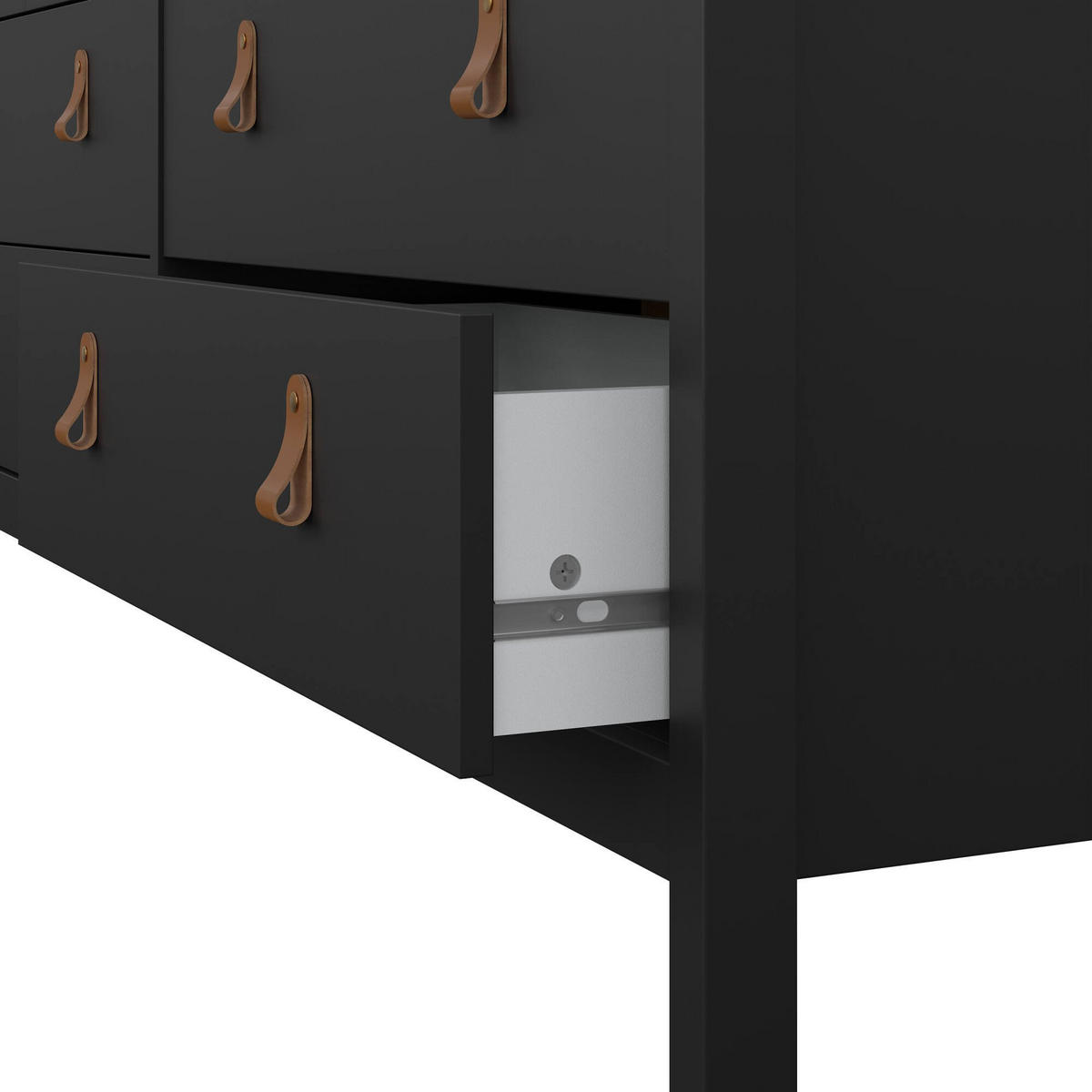 KOMMODE Schwarz 38.4/159.6/79.7 cm - Schwarz, Holzwerkstoff (160/80/38cm) - DMORA