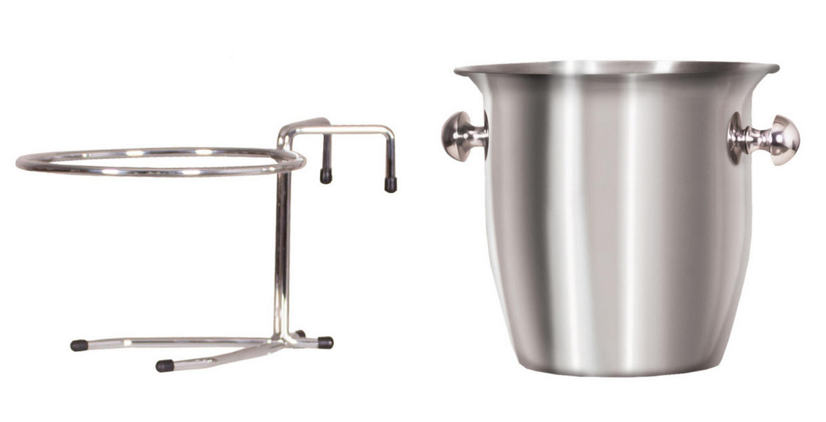 STRANDKORB Zubehör Becherhalter und Champagnerkühler - Silberfarben/Braun, Metall (23/21/29cm) - Mr. Deko