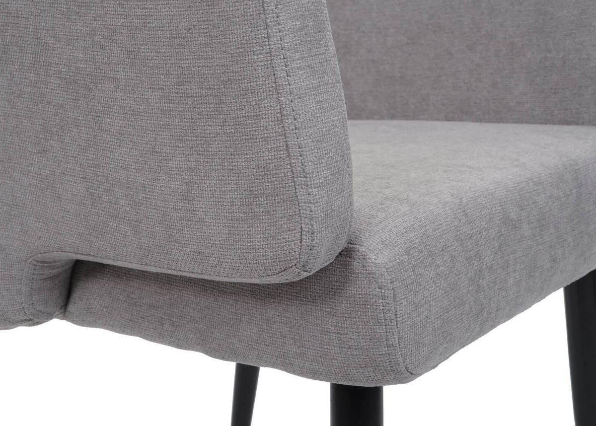 ESSZIMMERSTUHL 6er-Set 77x57x56cm Sitzhöhe 48cm Stoff/Textil Metall Grau Polsterstuhl mit Armlehne - Grau, Textil (57/77/56cm) - CHEFGASTRO