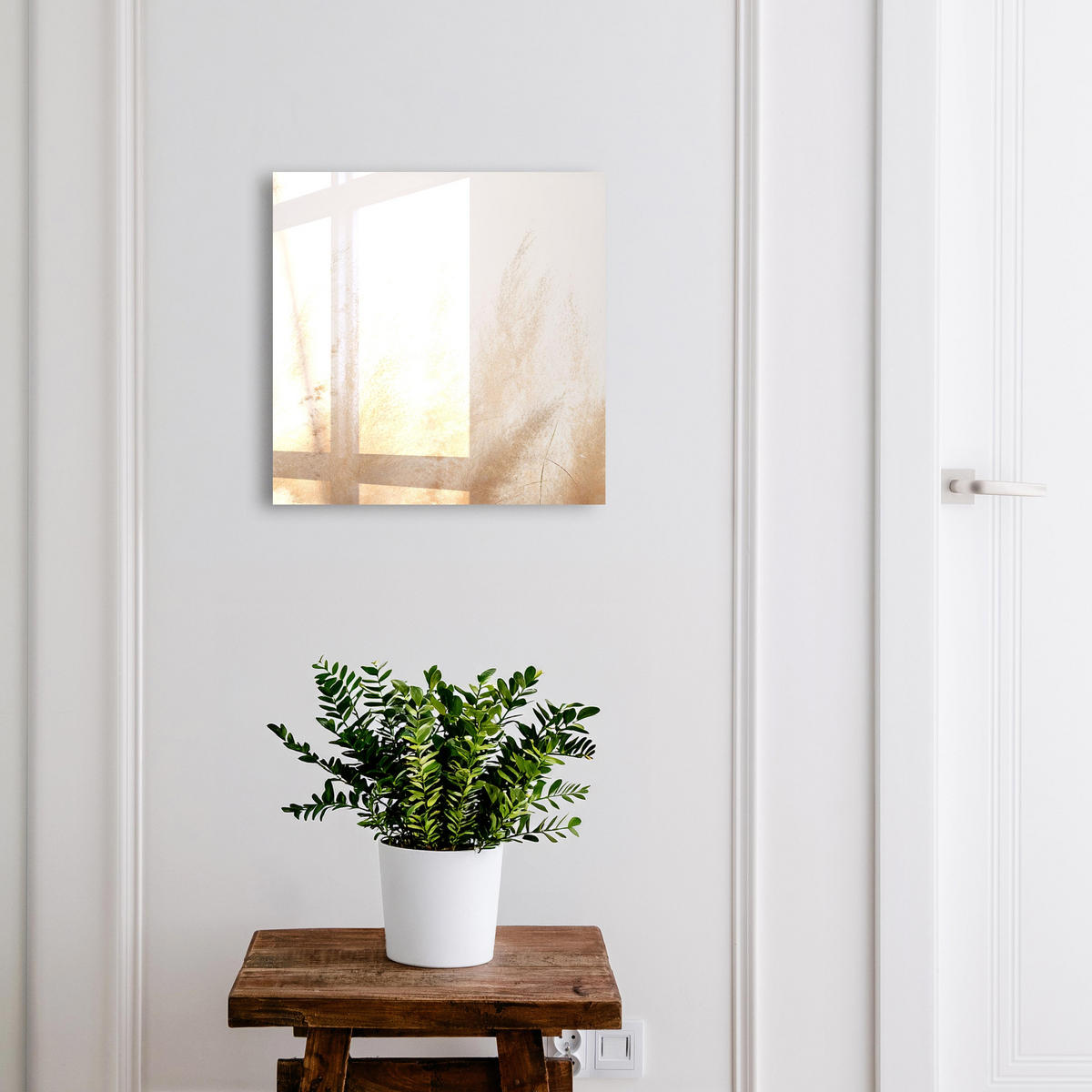 SCHLÜSSELBOX Weiß 30x30 cm – Türöffnung nach rechts - Beruhigende Natur - Creme, Metall (30/30/5cm) - TULUP