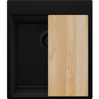 SPÜLBECKEN Oslo, 2-er set Alles Schwarz 43/50 cm 1 Becken + Ablauf-Set + Schneidebrett ab 45er Unterschrank - Beige/Schwarz, Kunststoff (43/20/50cm) - Primagran