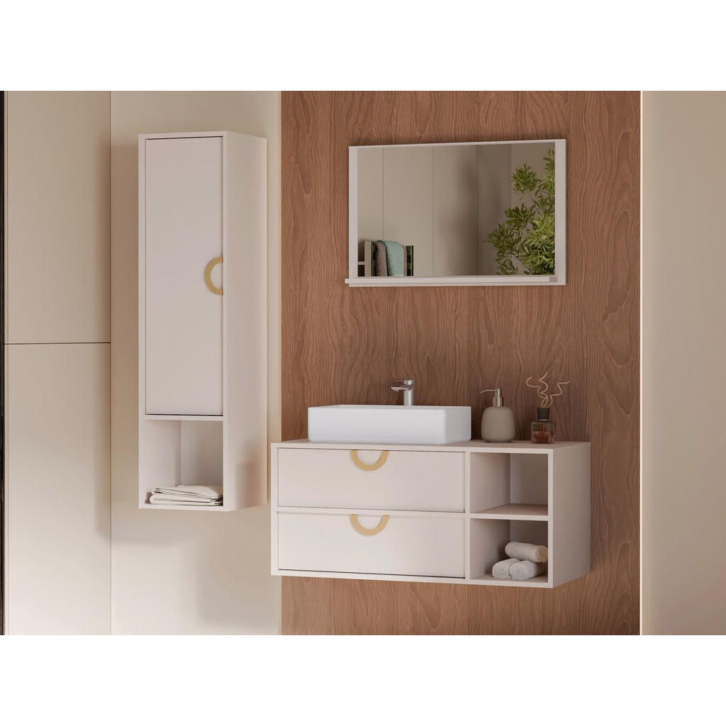 Thumbnail - Mirjan24 Badmöbel-Set, Kaschmir, Holzwerkstoff, 4 Fächer, 2 Schubladen, 35x133x34 cm, Badezimmer, Badmöbelsets & Badmöbe...