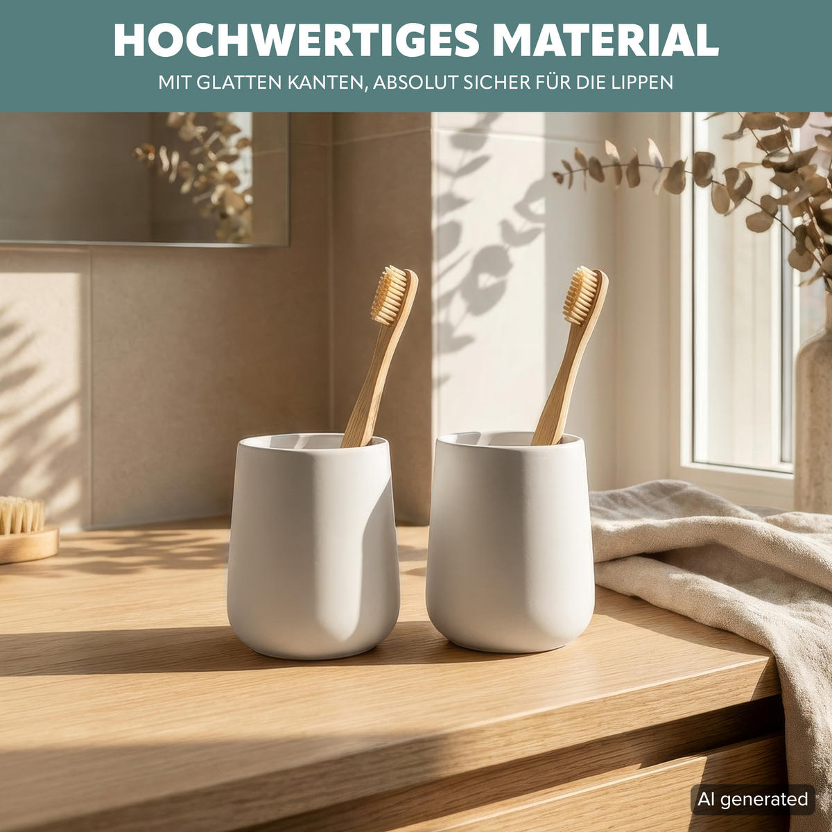 BECHER-SET TESERO 2tlg., Soft-Touch, weiß - Weiß, Kunststoff (8.5/10.5/8.5cm) - eluno