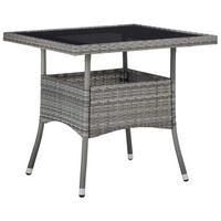 GARTENTISCH, quadratisch, 80/80/75 cm, aus Poly Rattan und Glas, Grau - Grau, Kunststoff (80/80/75cm) - vidaXL