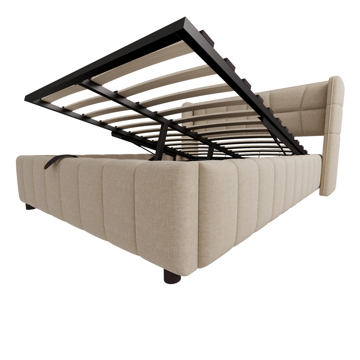 STAURAUMBETT 140/200 cm DE-35517 mit Stauraum und Lattenrost Beige - Beige, Metall (140/200cm) - ComfortXL