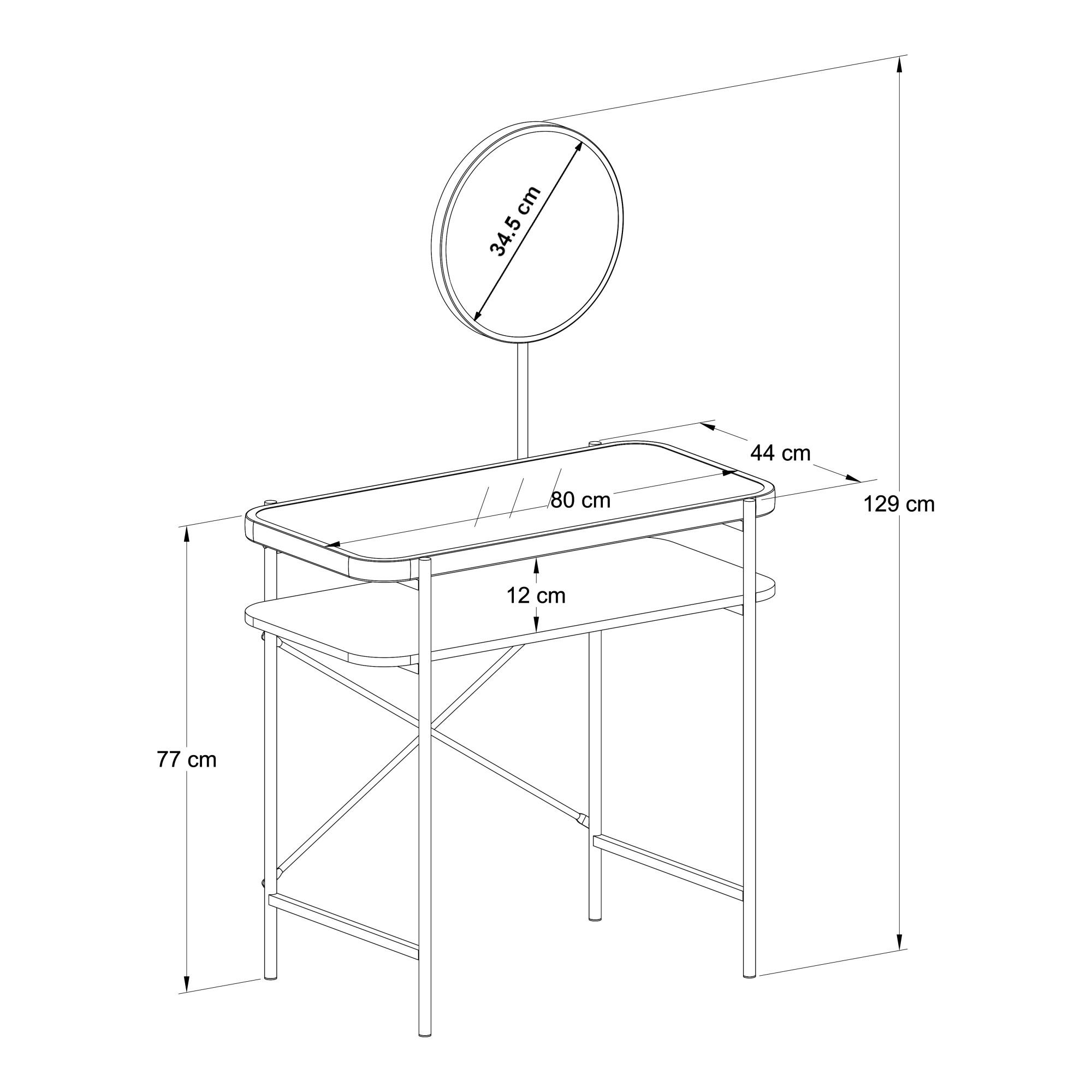 SCHMINKTISCH Hjelmeland - Schwarz, Glas/Holzwerkstoff (80/129/44cm) - [en.casa]