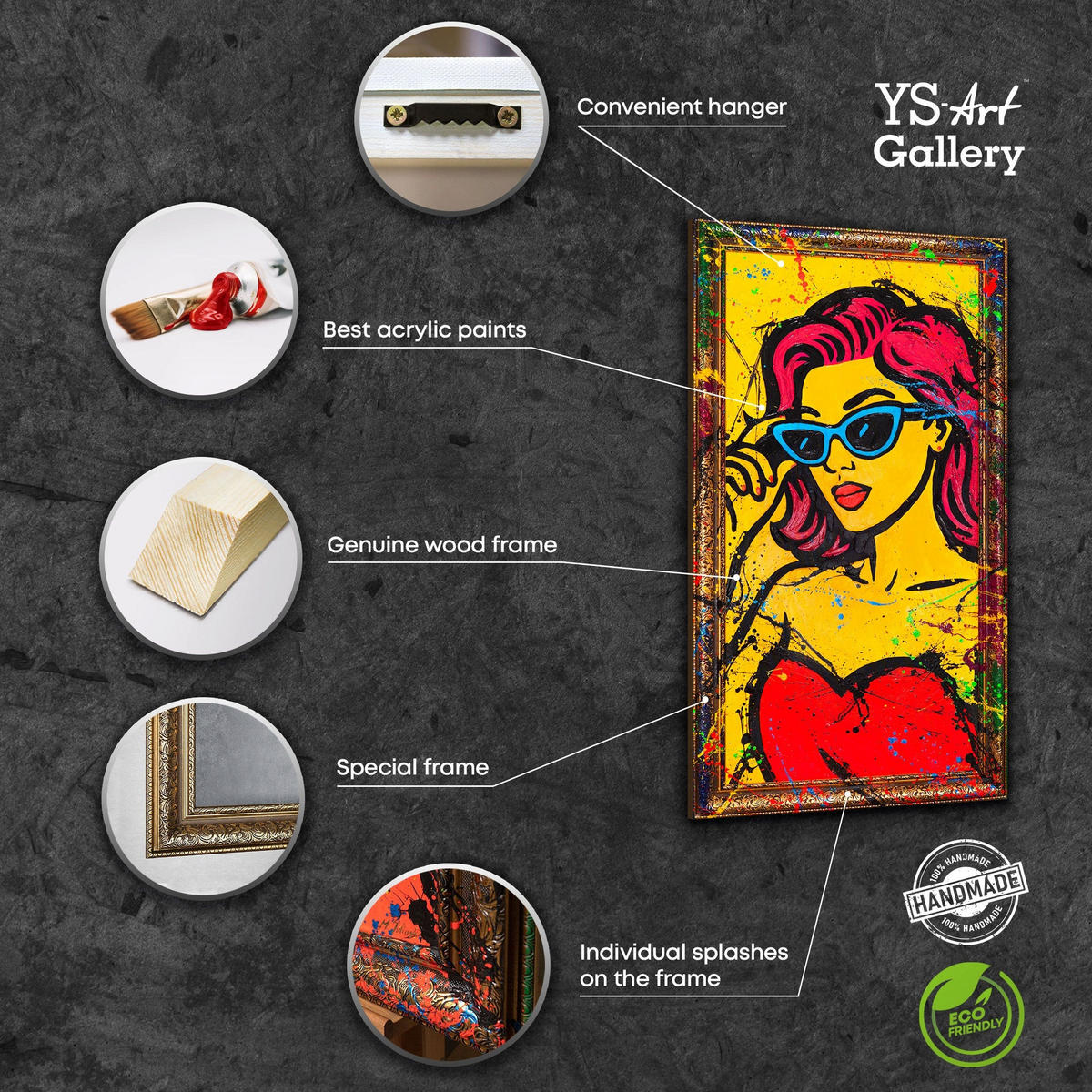 GEMÄLDE Miss WOW Schattenfugenrahmen Gold 160x80 cm - Goldfarben, Holz (160/80cm) - YS-art gallery