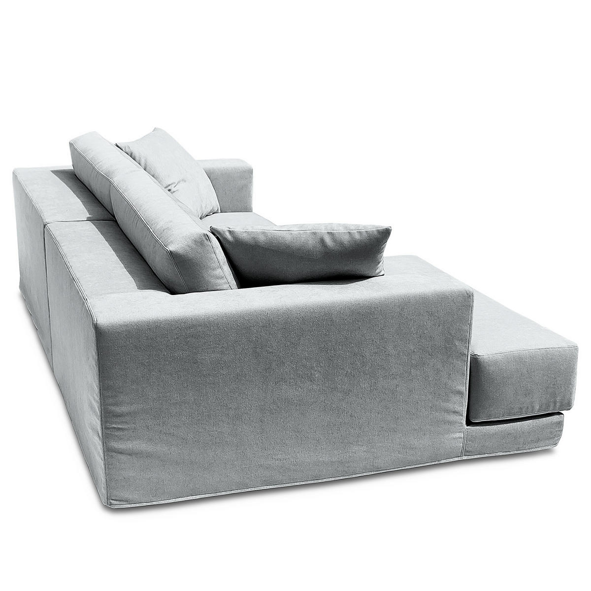 ECKSOFA mit Wechselbezug - Longchair, Webstoff - Hellgrau/Schwarz, Kunststoff/Textil (260/155cm) - home24