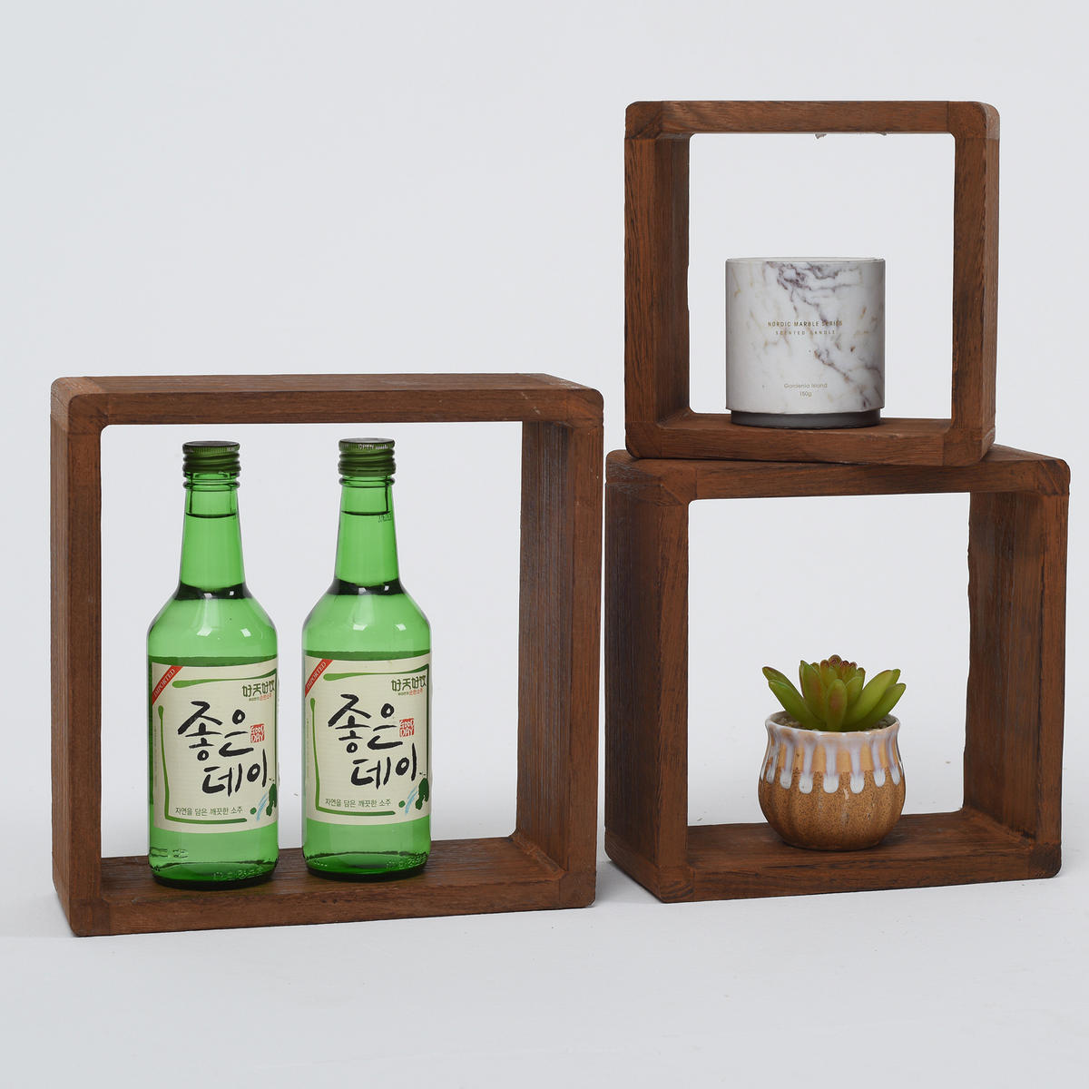 WANDREGALE SET, 3er Set Dunkelbraun 9/26/26 cm - Dunkelbraun, Holz (9/26/26cm) - Mobili Rebecca