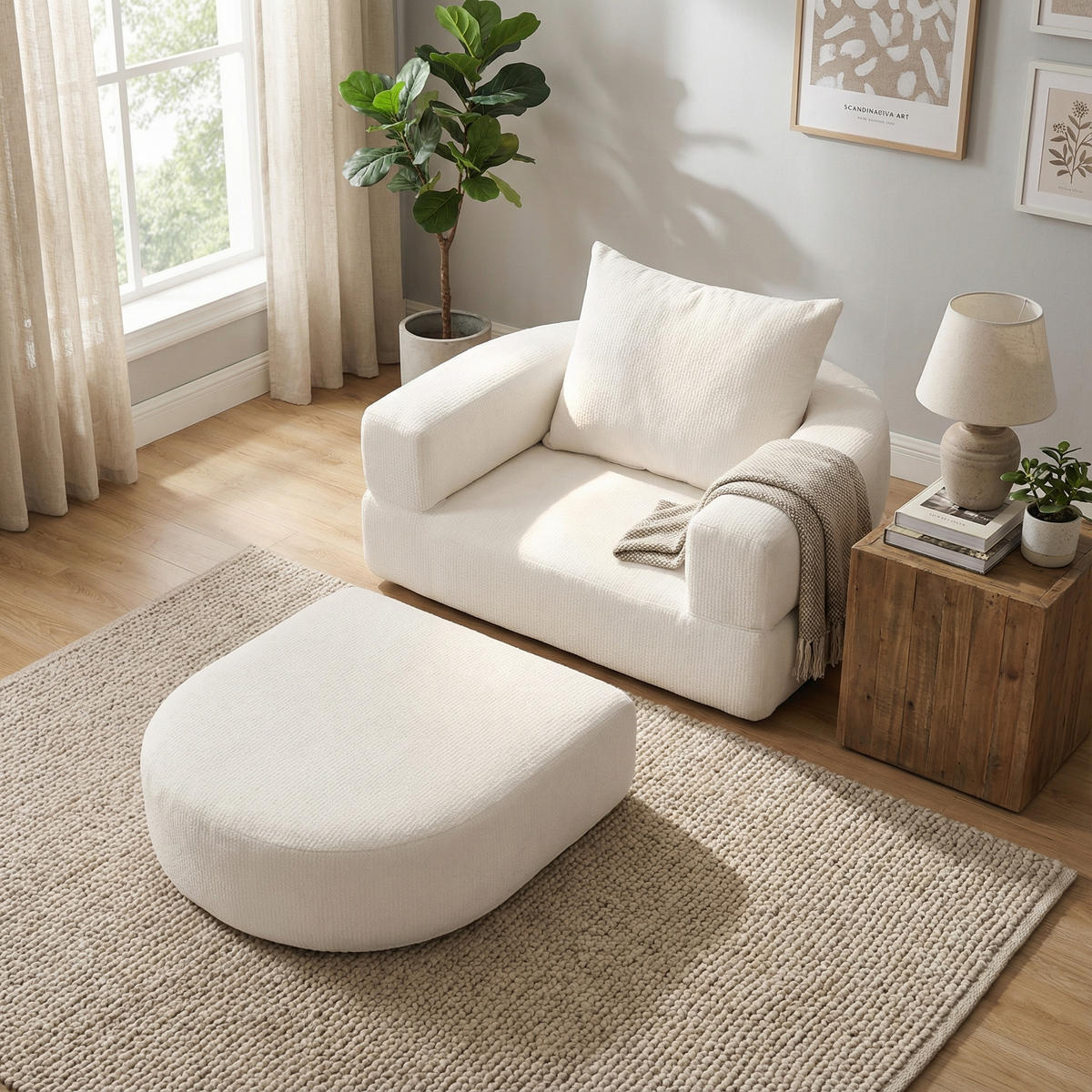 SCHLAFSESSEL in Chenille-Optik - Beige, Textil (101/41/90cm) - Urban Meuble