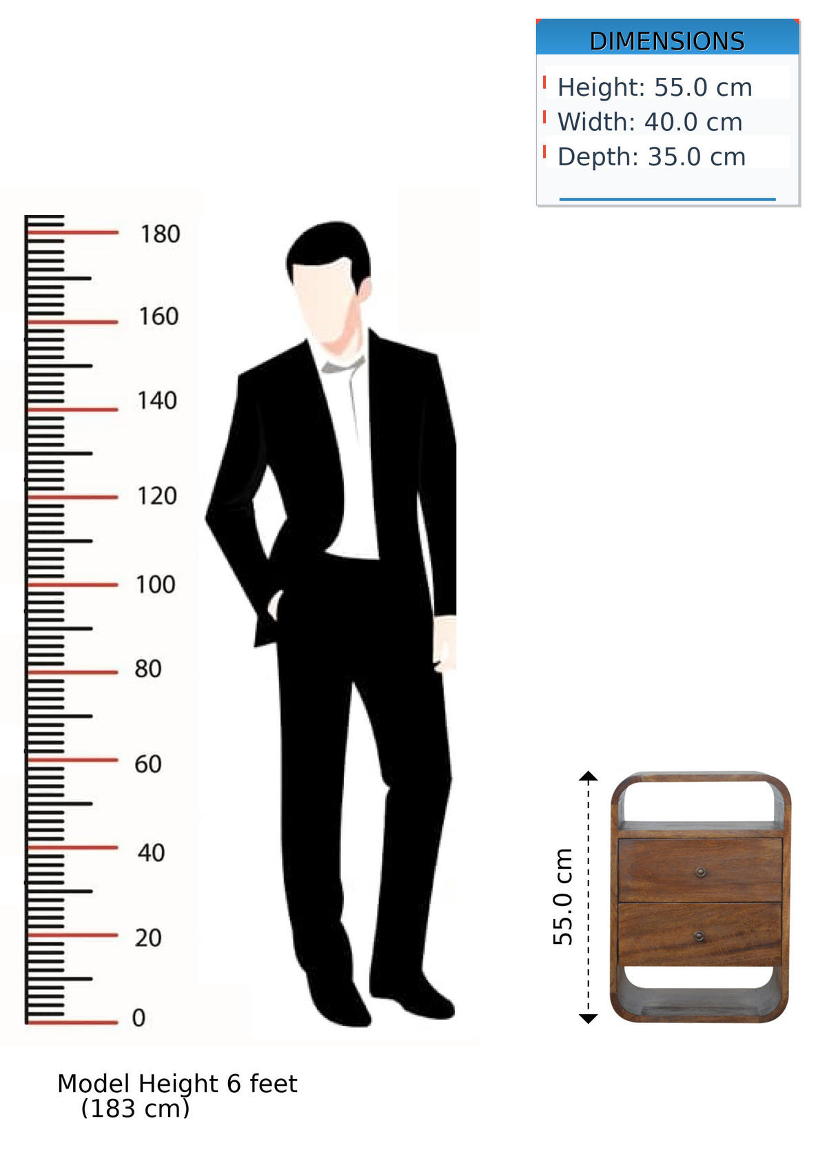 NACHTKASTEN Kastanie Geschwungen, 2 Schubladen und 2 Offene Fächer, Dunkelbraun - Dunkelbraun/Messingfarben, Holz/Metall (40/55/35cm) - Artisan Furniture