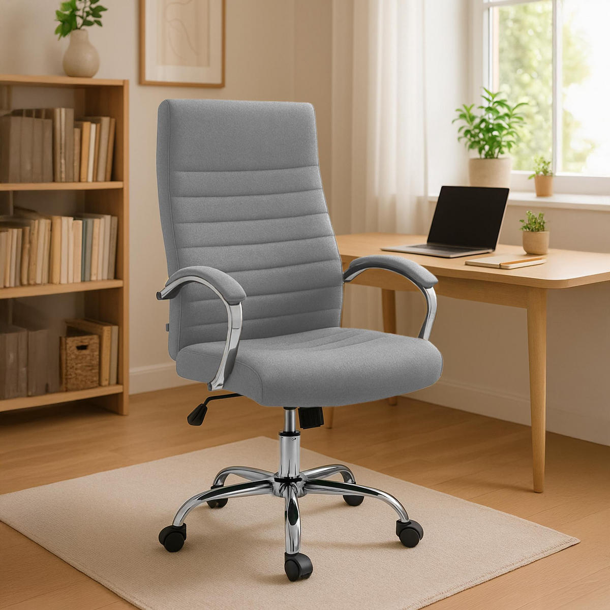 CHEFSESSEL Stoff Grau - Grau, Textil/Metall (60/110/68cm) - CLP