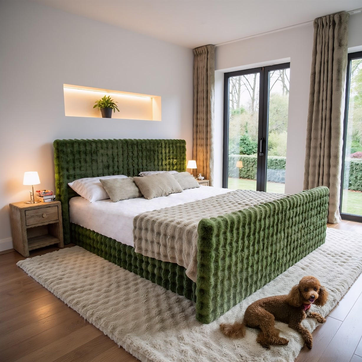 BOXBETT Mit Bettkasten, Matratze Und Topper BLANKET Stoff Bubble 140x200 cm Grün H3-Bonell - Grün, Holz/Textil (140/200cm) - Kaiser Möbel