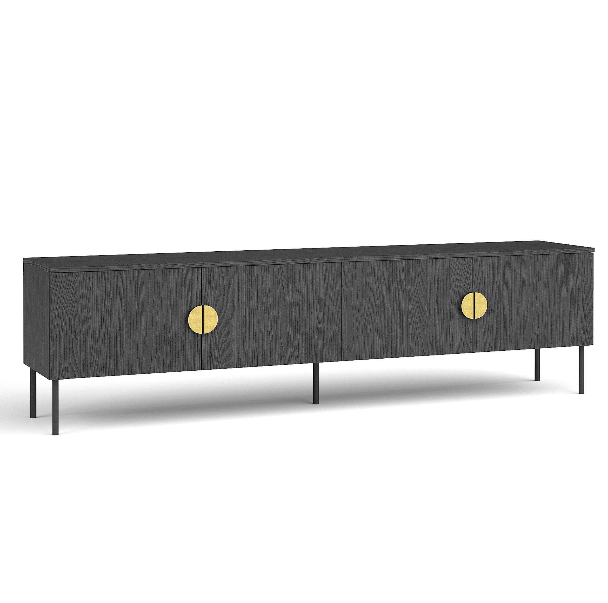 LOWBOARD Brunelli 4T Dunkelgrau 200/54/40 cm – mit Kabeldurchlass - Dunkelgrau/Schwarz, Holzwerkstoff/Metall (200/54/40cm) - AX Living