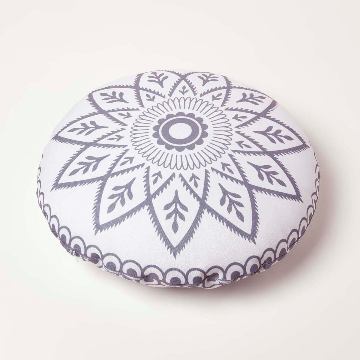 OUTDOOR-KISSEN HENNA rund 2er-Set 40 cm – Mandala-Muster - Grau, Textil (40/40cm) - Homescapes