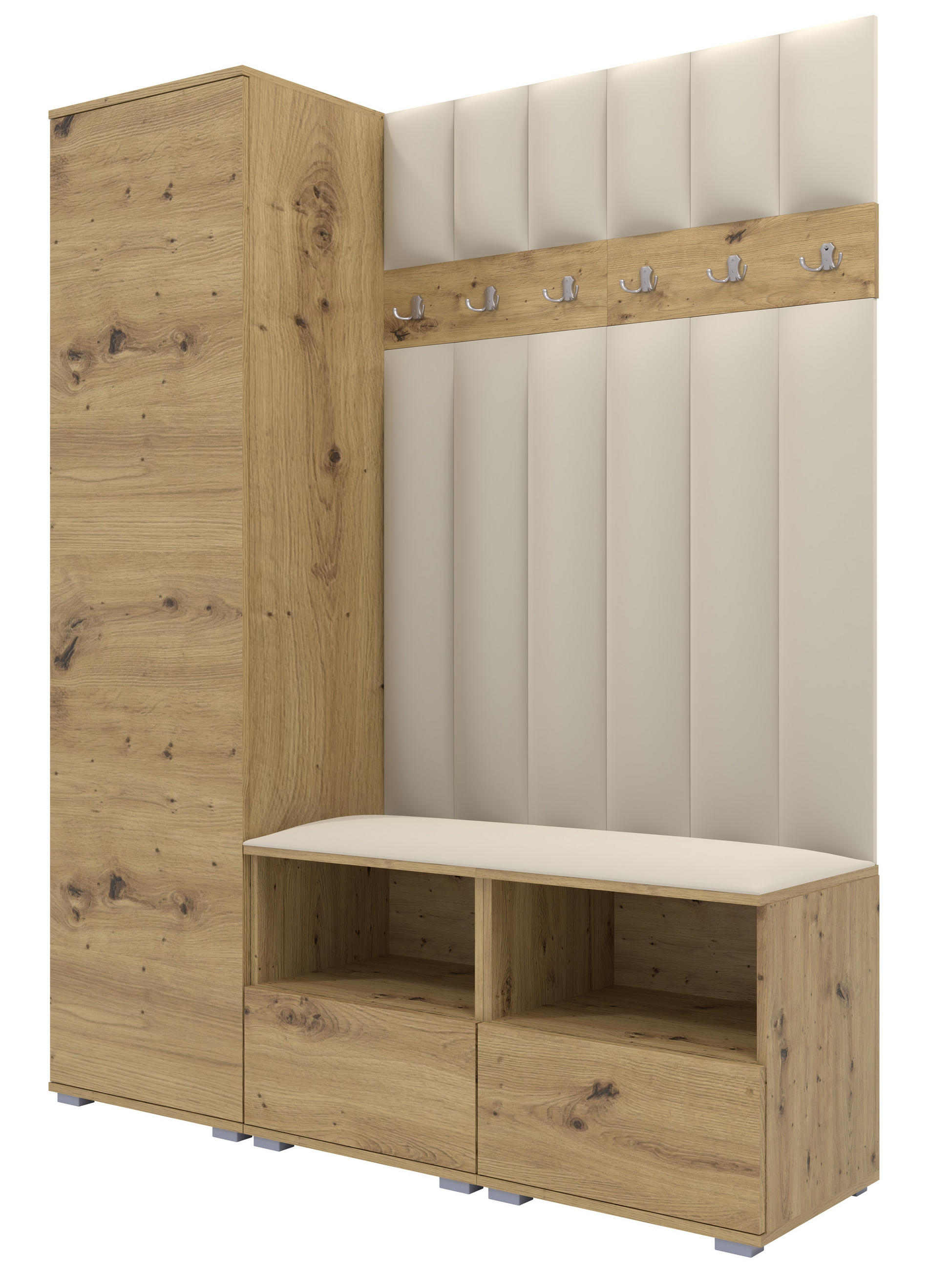 Ravio Gepolstert Eiche Artisan, Creme 150x187x40 cm
