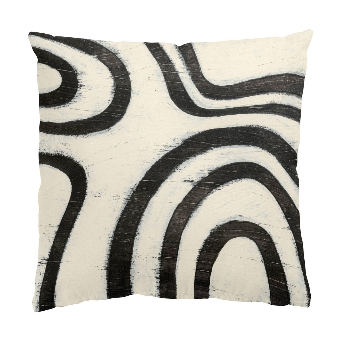 DEKOKISSEN 2er-Set Gemaltes Schwarzes Wellen Streifen Duo 40/40 cm - Schwarz, Textil (40/40cm) - Bilderwelten