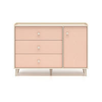 DĚTSKÁ KOMODA Alycia Béžová - Korálově růžová - Efekt dřeva - růžová, dřevo (120/85/40cm) - Petits-meubles