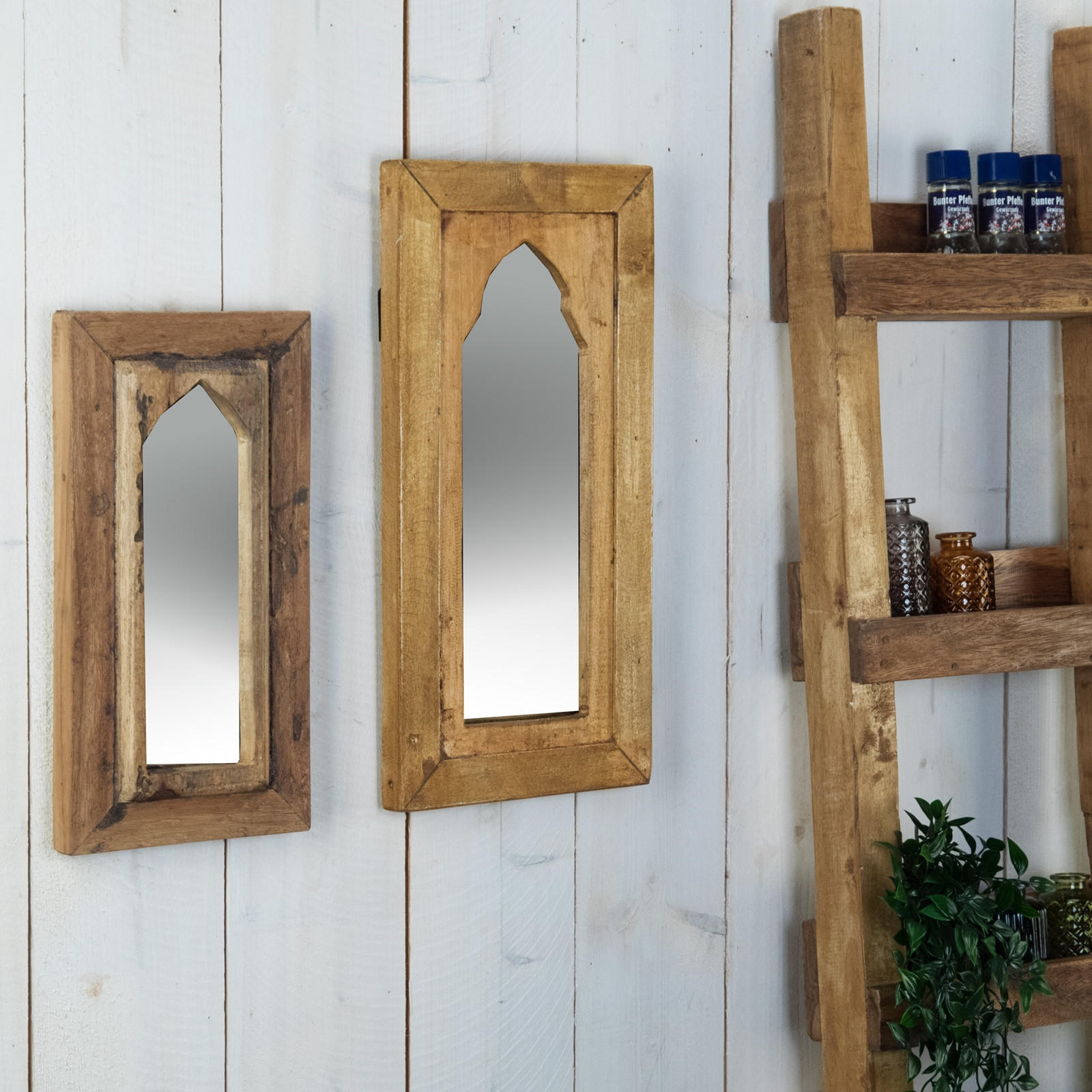 WANDSPIEGEL Tara 50x24 cm Massivholz naturfarben - Naturfarben, Holz (24/50/3cm) - DESIGN DELIGHTS