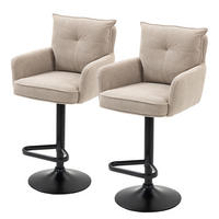 BARSTUHL - 2er-Set - Höhenverstellbar - Cord / Eisen - Cappuccino, Textil/Metall (54/98/58cm) - home24