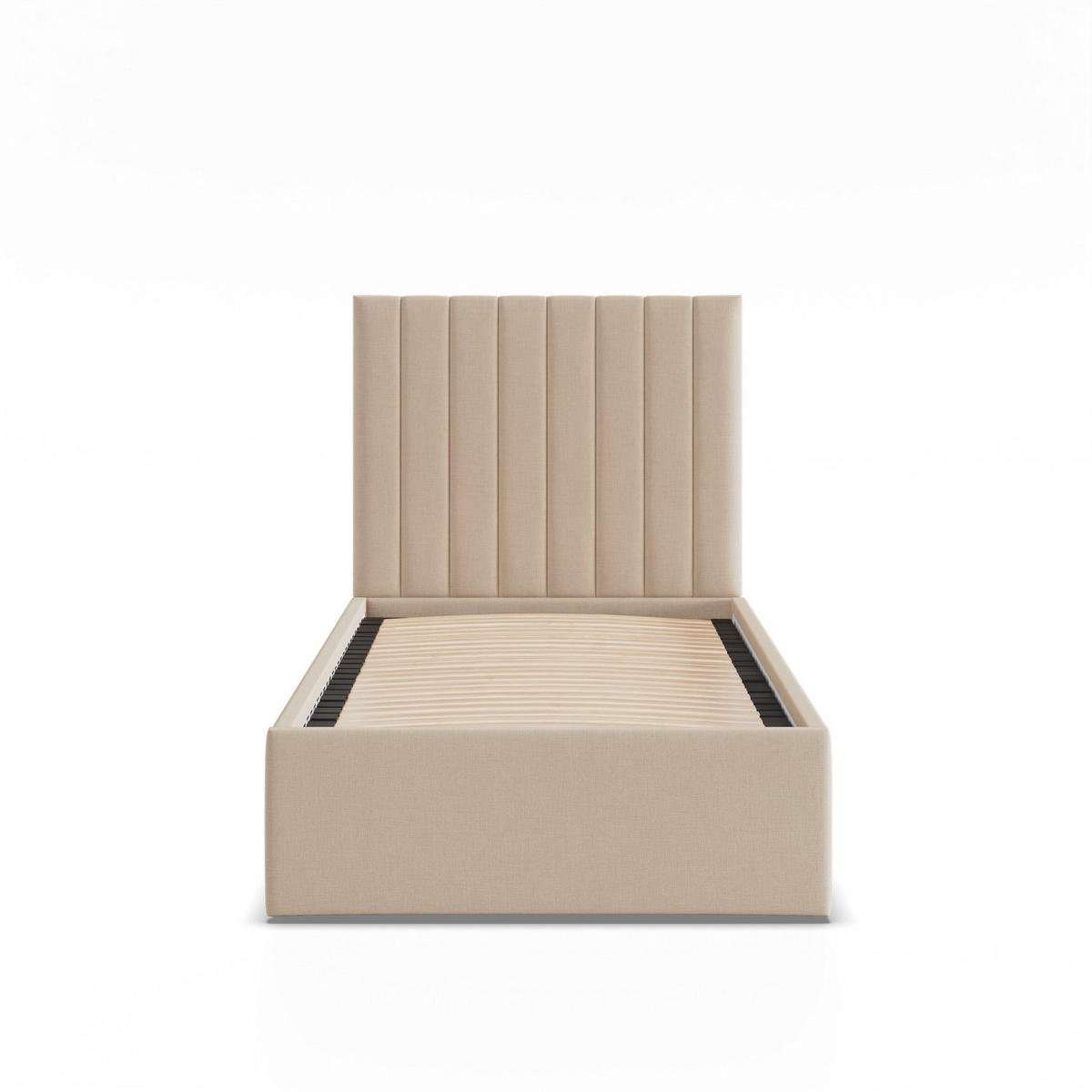 POLSTERBETT MIT KOPFTEIL 90x200 ohne Bettkasten POLLA, Beige - Beige, Textil (90/200cm) - Mebligo
