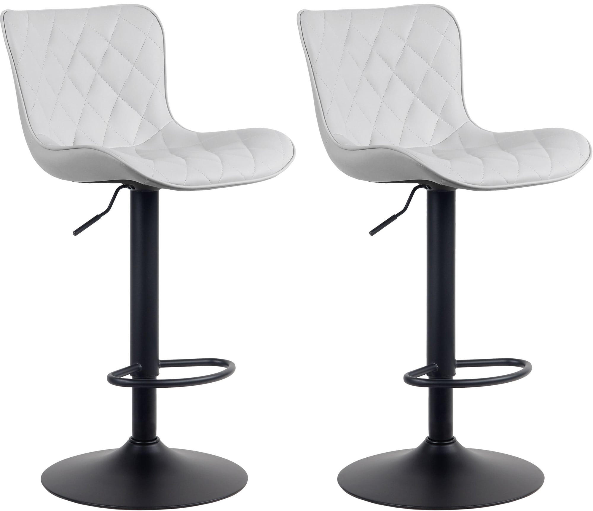BARHOCKER 2er Set Lederlook weiß - Schwarz/Weiß, Textil/Metall (48/83/54cm) - CLP