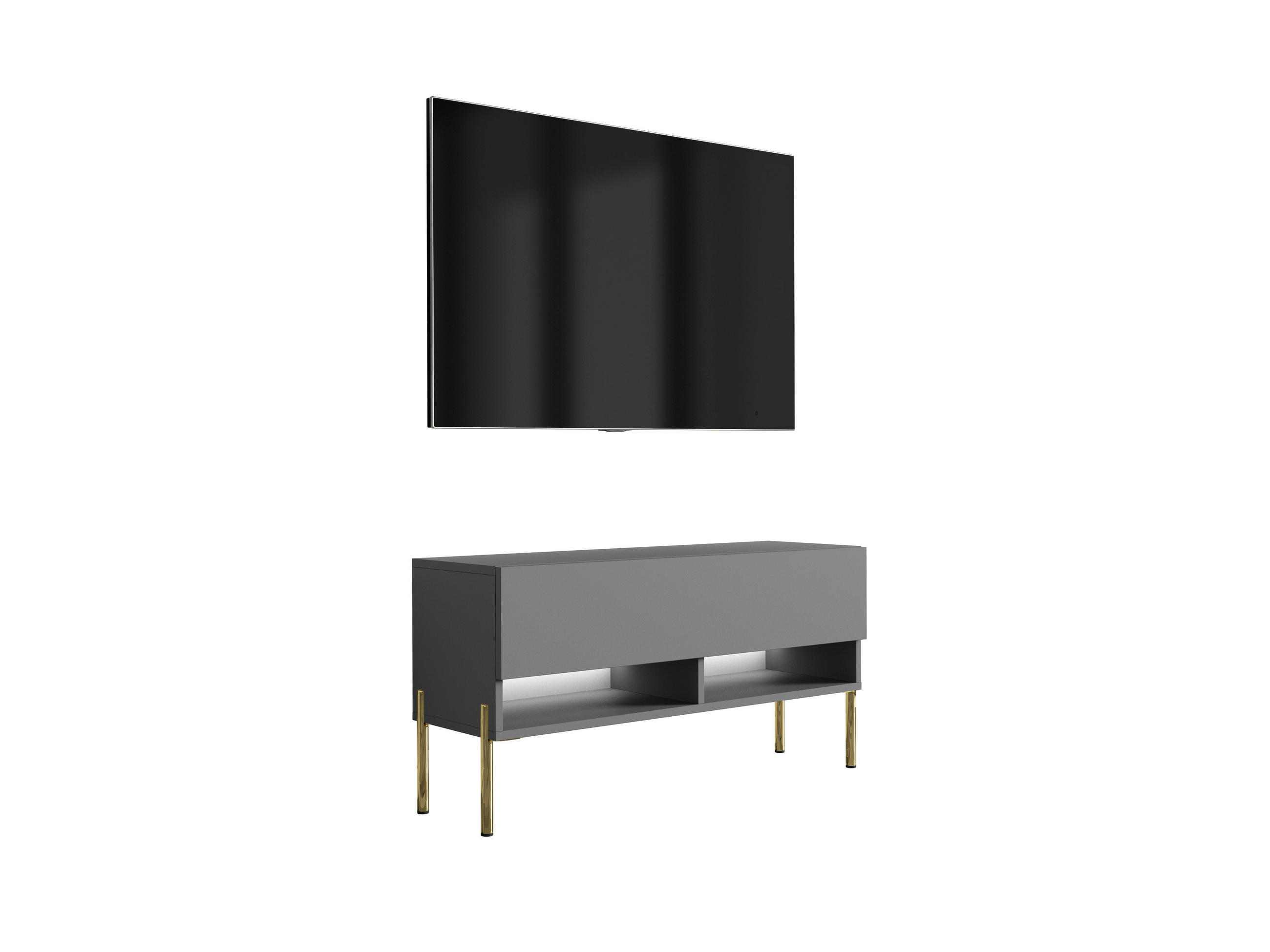 3XE Living Tv-Lowboard Grau 100x52x32 cm
