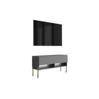 TV-LOWBOARD 100 cm Anthrazit, gerade goldene Beine, 100 × 32 × 52 cm - Grau, Holzwerkstoff (100/52/32cm) - 3XE LIVING