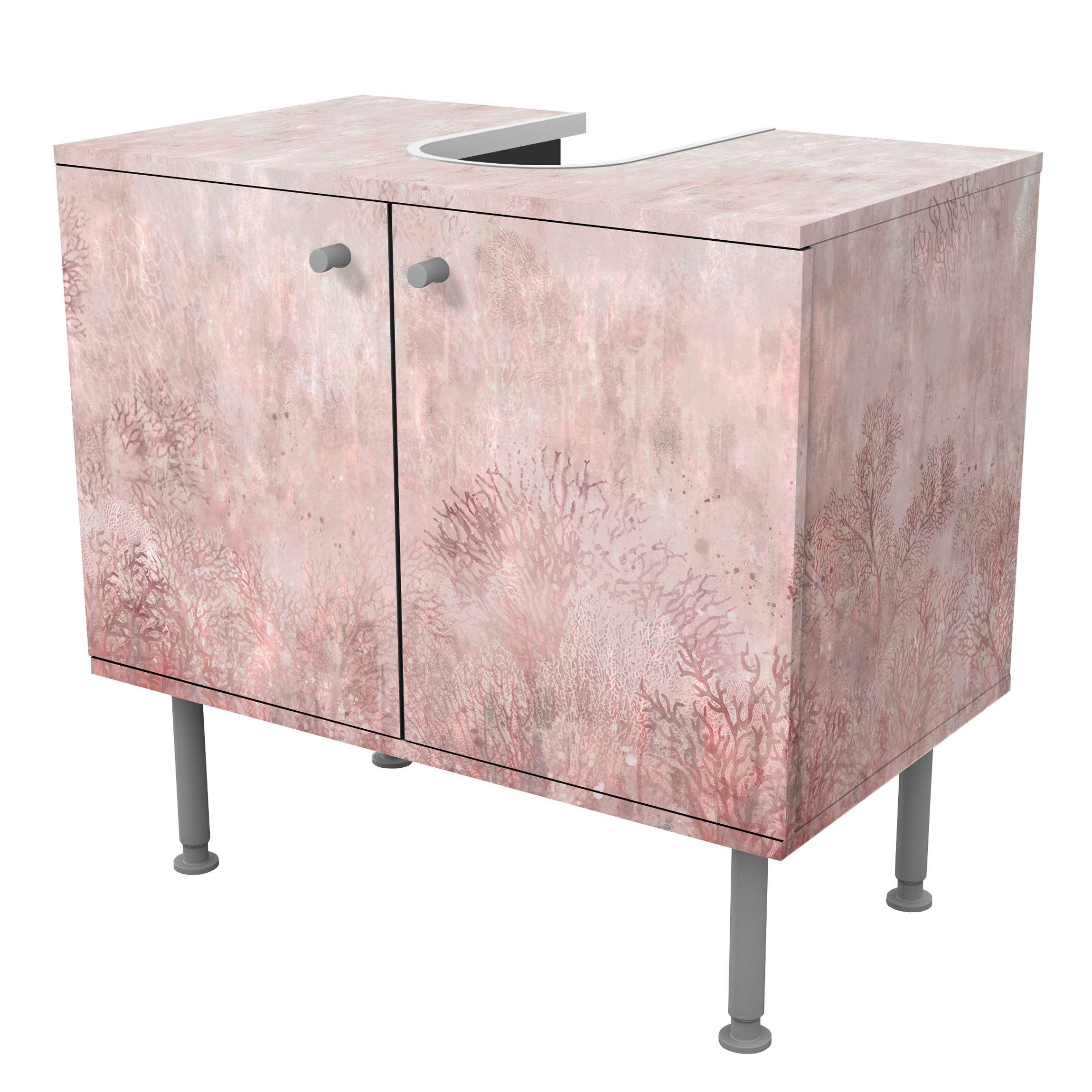 WASCHBECKENUNTERSCHRANK Rosa Korallengrund 60/55/35 cm - Rosa, Holzwerkstoff (60/55/35cm) - Bilderwelten