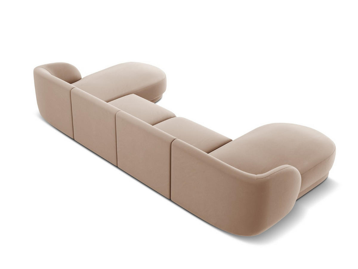 PANORAMASOFA Miley aus Samt cappuccino 5 Sitzplätze - Cappuccino, Textil (156/70/330cm) - Micadoni