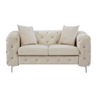 SOFA ohne Schlafmöglichkeit - 2 Personen - Stoff, Samt - Beige - - Beige, Textil (162/76/91cm) - Vente-Unique