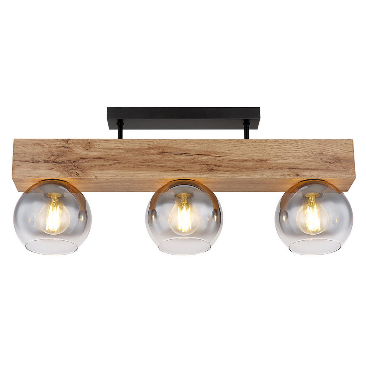 DECKENLEUCHTE MOITAS Braun Holzoptik - Braun, Glas (65/15/28cm) - Globo Lighting