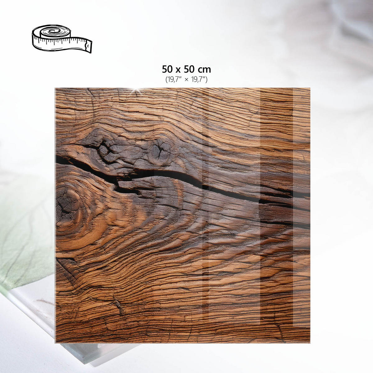 TISCHPLATTE 50x50 cm – Holzstruktur - Rot, Glas (50/50/0.4cm) - Wallfluent