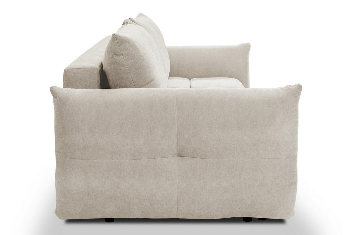 BETTSOFA MODA Beige Chenille-Stoff mit Schlaffunktion - Beige, Holz (245/86/110cm) - MASSENO