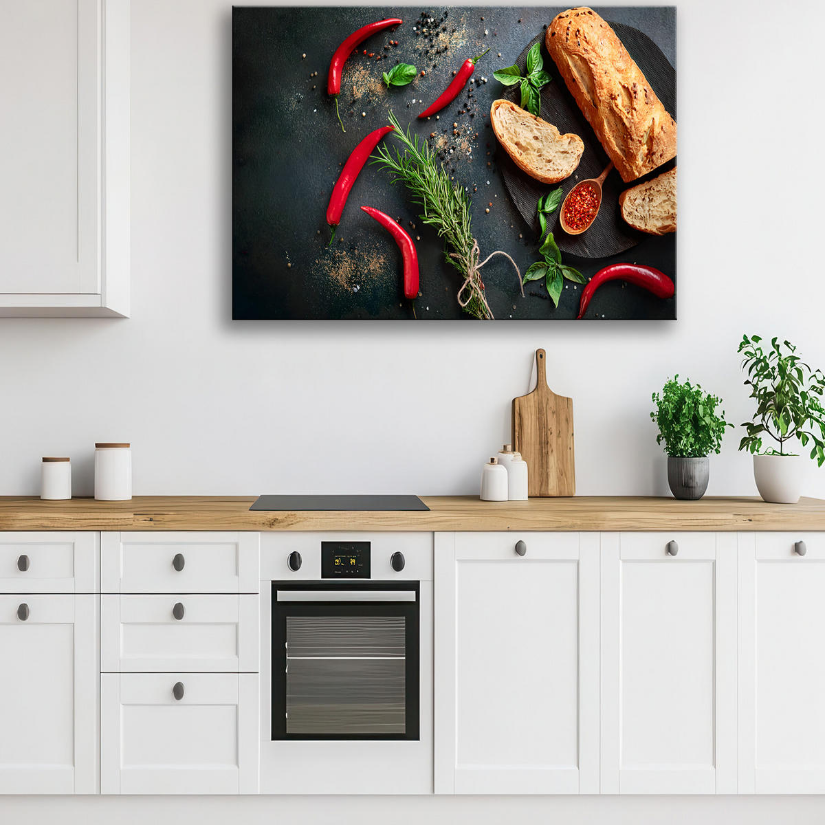 WANDBILD lebensmittelgewürze für die küche - Rot, Textil (60/40cm) - Feeby