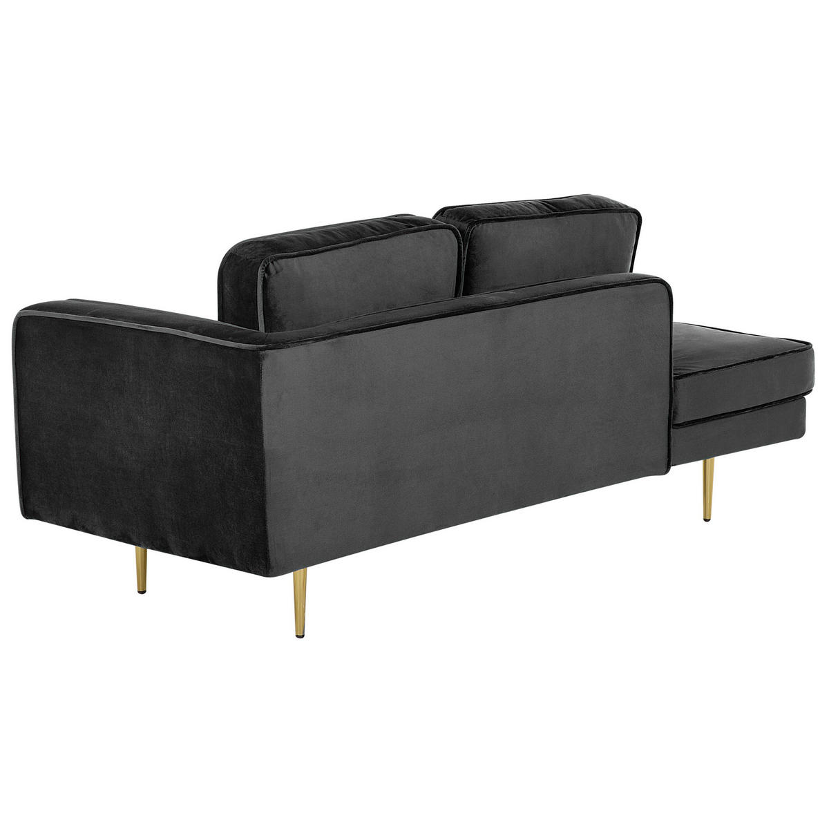 CHAISELONGUE Samtstoff schwarz rechtsseitig Miramas - Goldfarben/Schwarz, Textil (171/63/79cm) - Beliani
