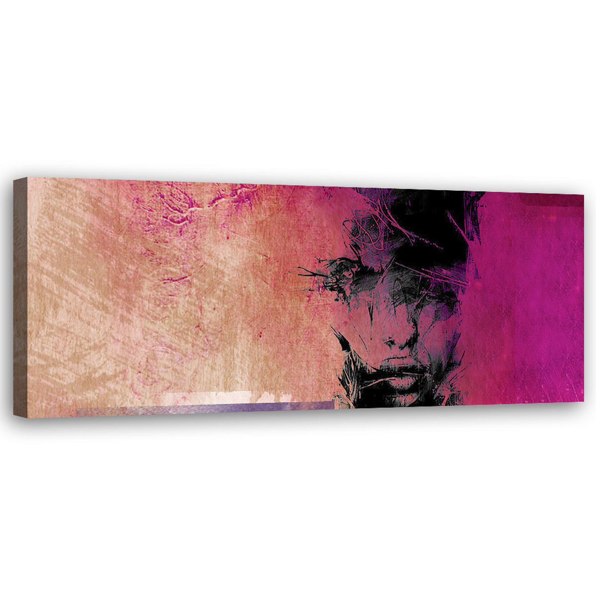 WANDBILD abstraktes porträt einer frau - Lila, Textil (90/30cm) - Feeby