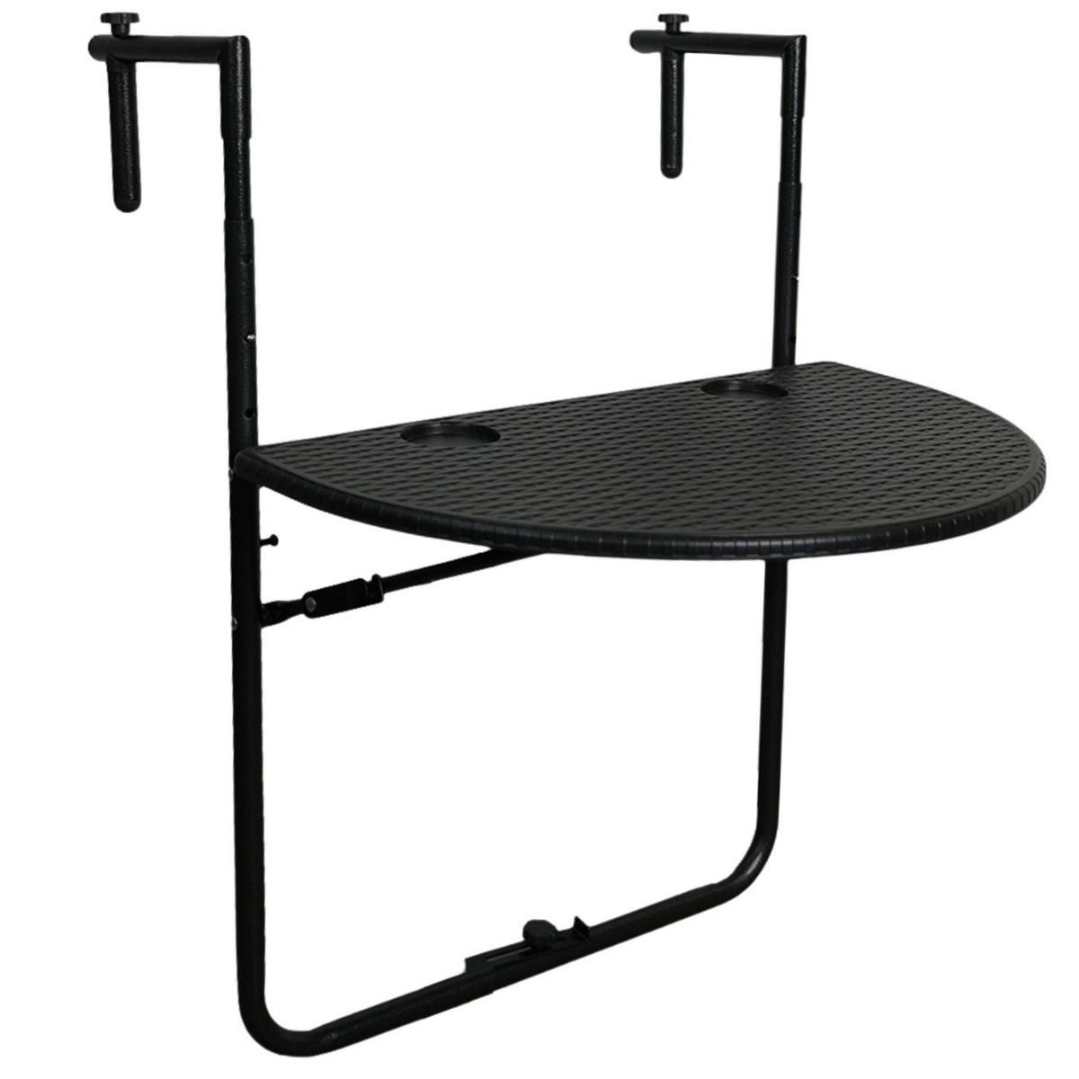 BALKONHÄNGETISCH klappbar wetterfest 60x40cm Rattan Optik Schwarz - Schwarz, Kunststoff (40/60/78cm) - CHEFGASTRO
