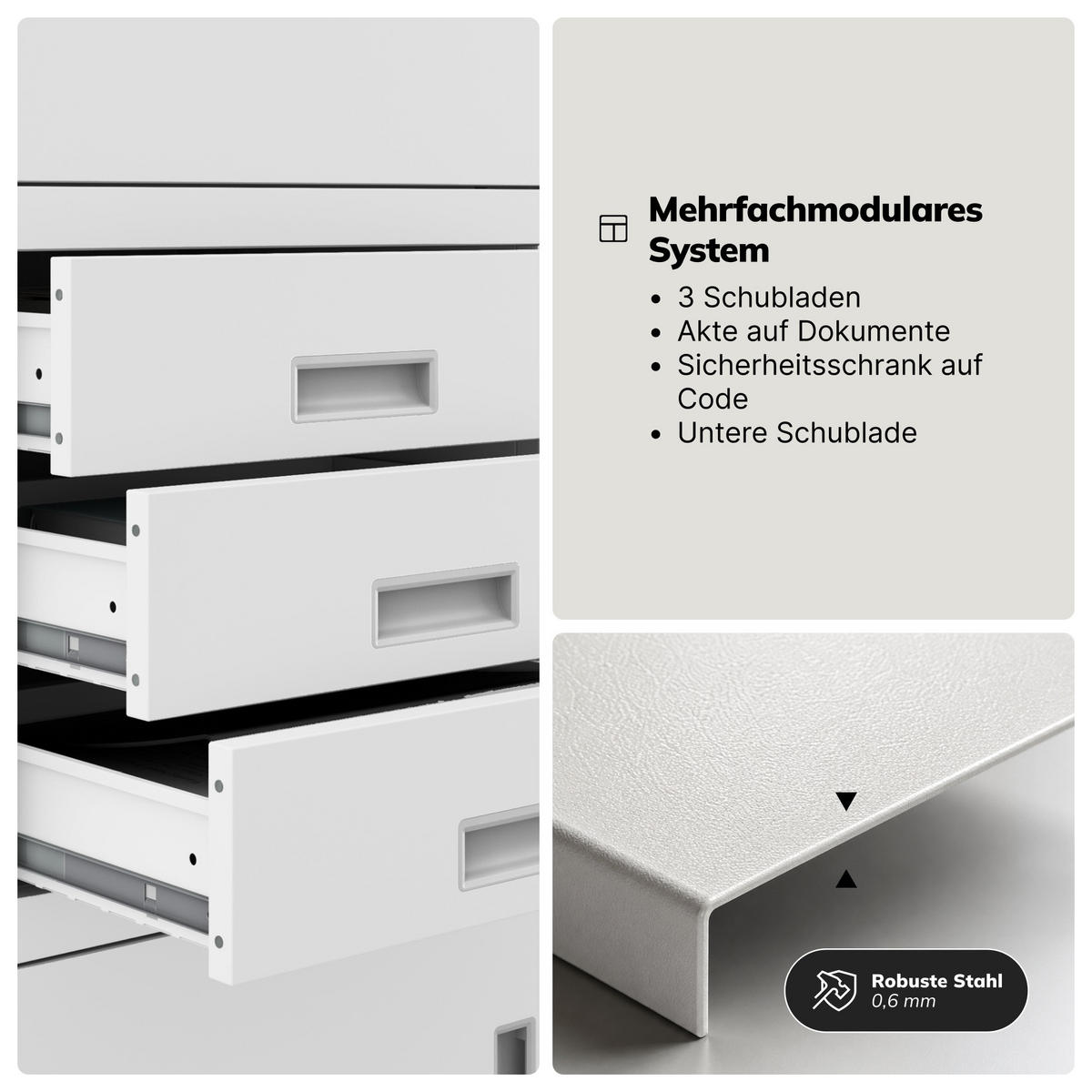 AKTENSCHRANK FILIP II 185x90x40 cm - Weiß, Metall (90/185/40cm) - Jan Nowak