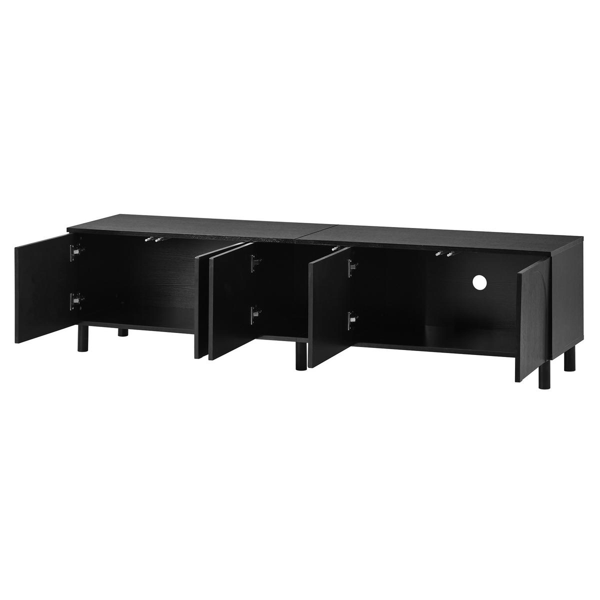 TV-SCHRANK 180/38/45 cm Schwarz mit 5 Türen und Metallfüßen - Schwarz, Holzwerkstoff/Metall (180/45/38cm) - Oxeza