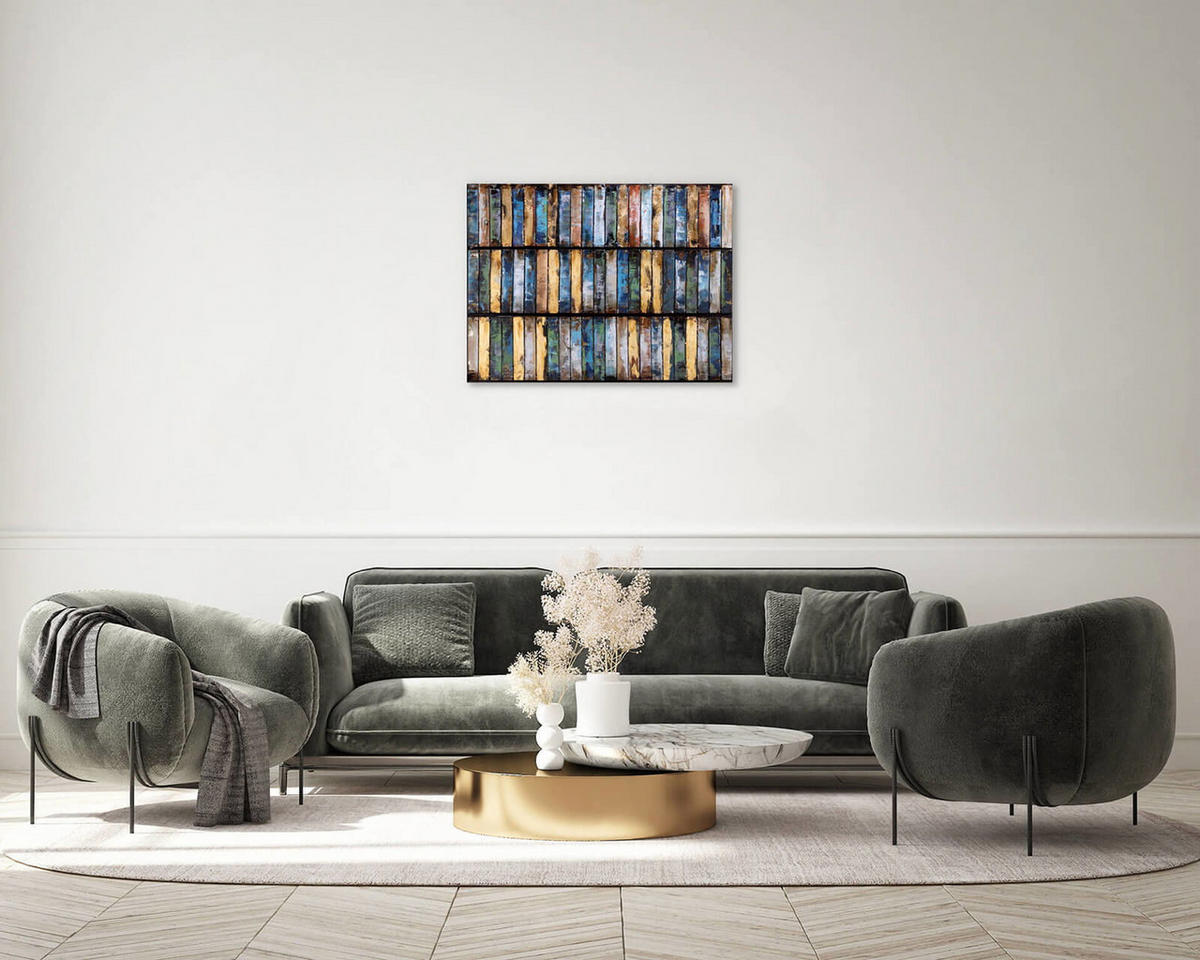 METALLBILD Blau 100/70 cm - Blau, Metall (8.8/70cm) - KUNSTLOFT
