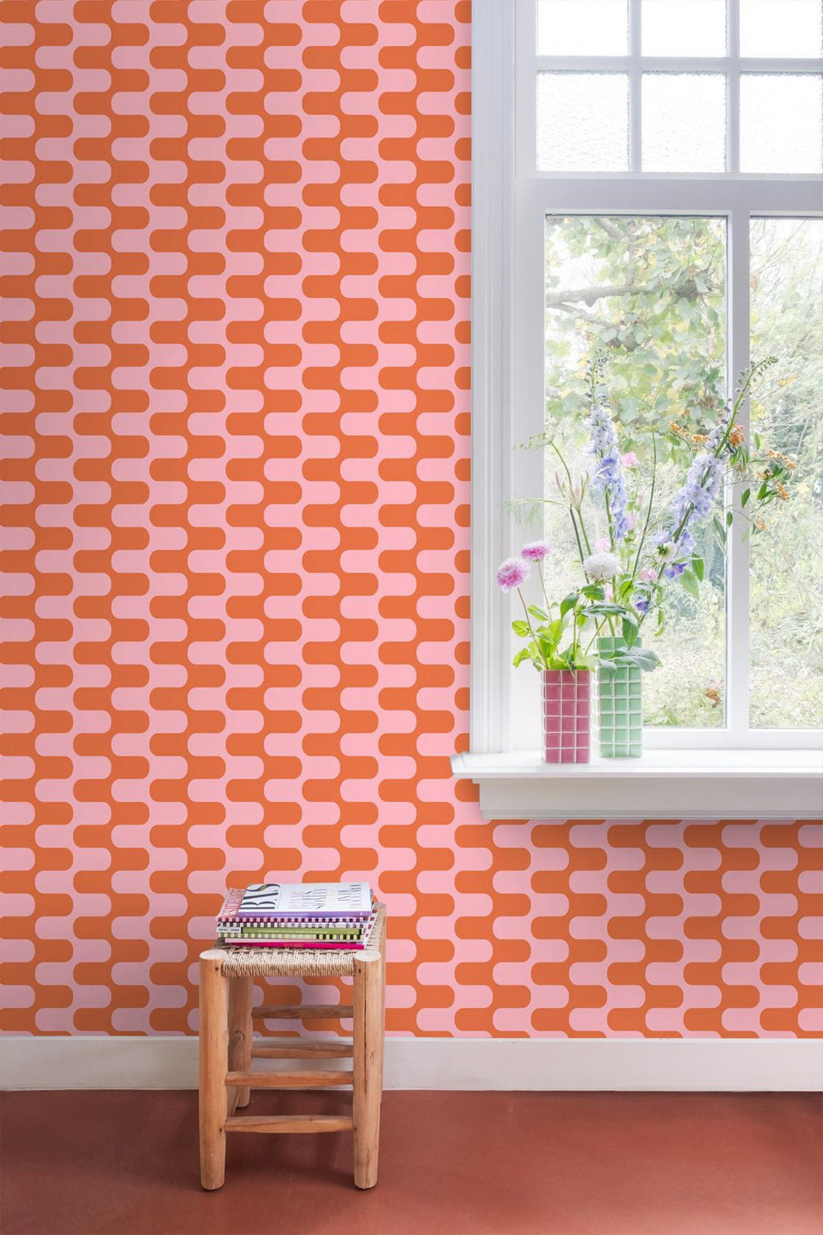 TAPETE Wellenlinien 50 x 900 cm - Pink, Papier (50/900cm) - ESTAhome