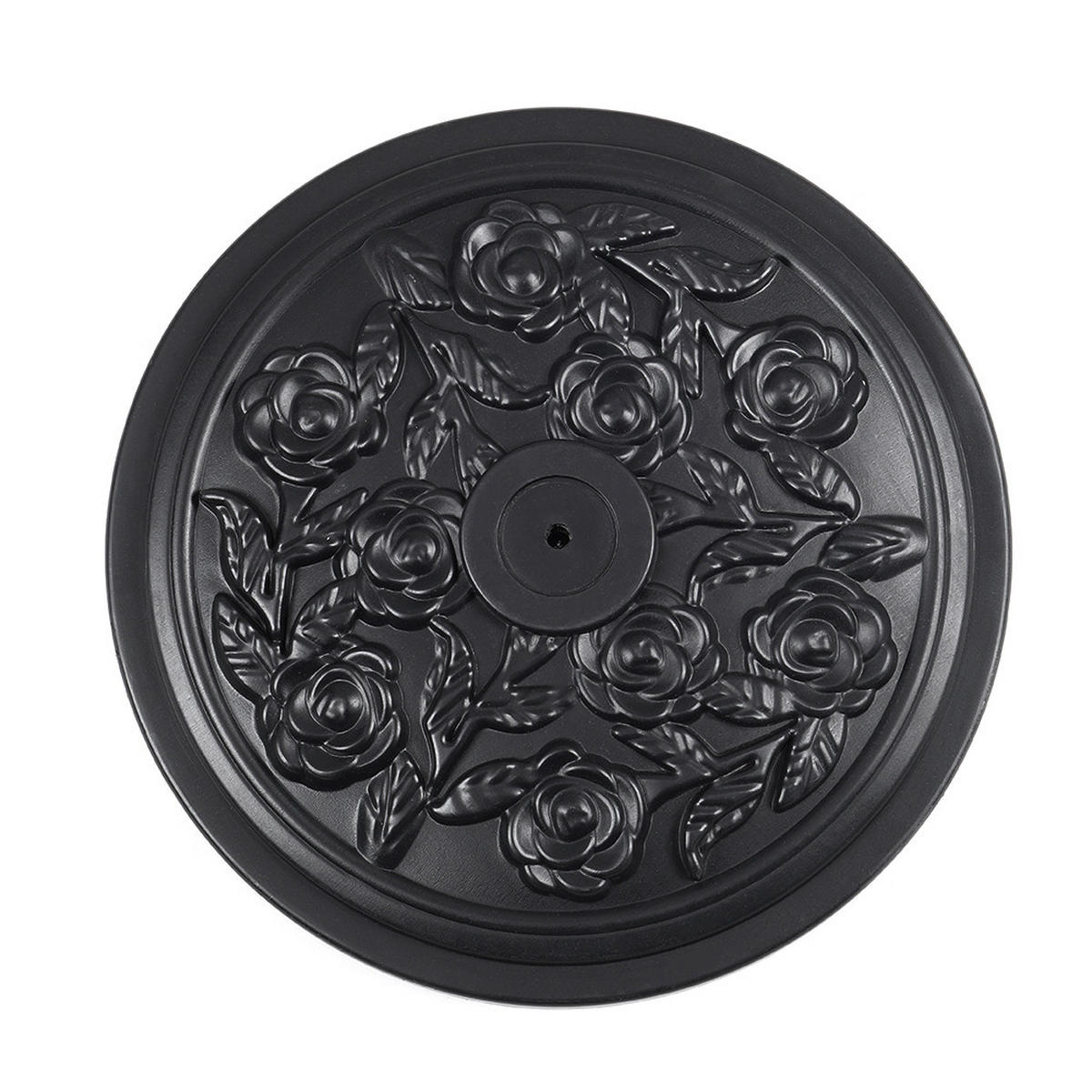 SONNENSCHIRMFUSS aus Kunststoff mit dekorativem Blumenmuster Schwarz wetterfest und standfest ohne Befüllen Ø45 × 25 cm 10 kg - Schwarz, Kunststoff/Metall (57/51cm) - Livingandhome