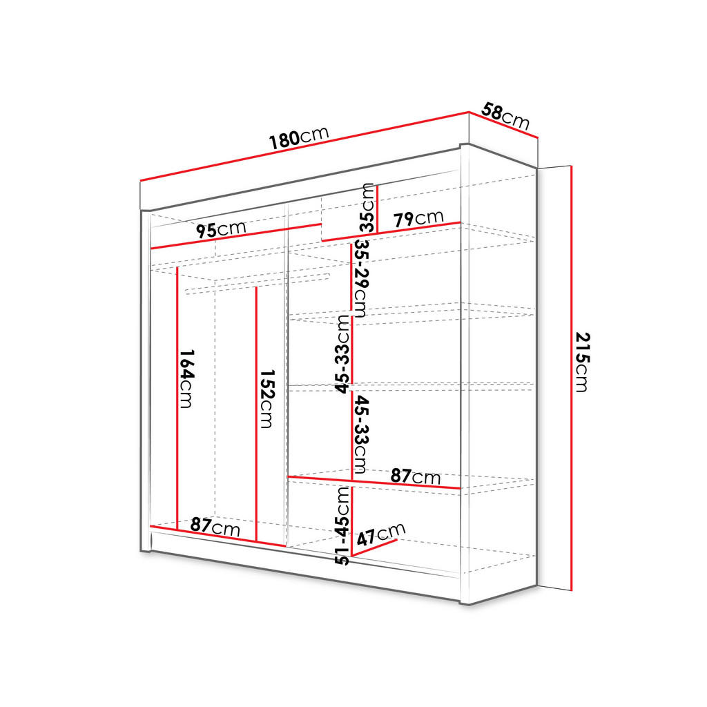 Thumbnail - Mirjan24 Kleiderschrank, Kaschmir, Kunststoff, Rechteckig, 180x215x58 cm, Schlafzimmer, Kleiderschränke