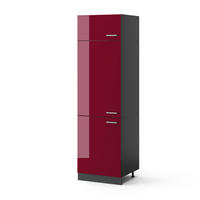 KÜHLUMBAUSCHRANK R-Line Rot Hochglanz 60 cm - Bordeaux/Anthrazit, Holzwerkstoff (60/206.8/57.2cm) - Vicco