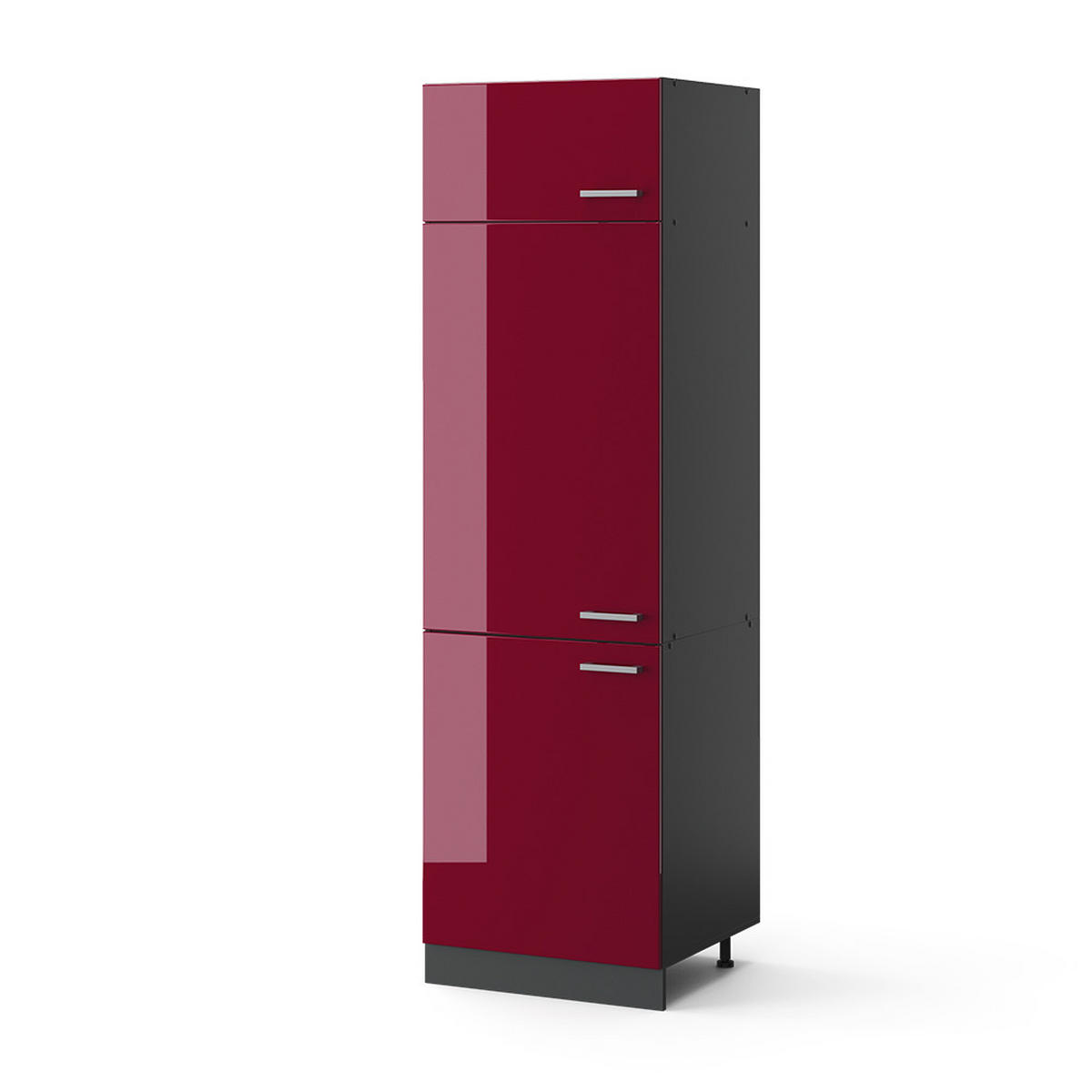 KÜHLUMBAUSCHRANK R-Line Rot Hochglanz 60 cm - Bordeaux/Anthrazit, Holzwerkstoff (60/206.8/57.2cm) - Vicco