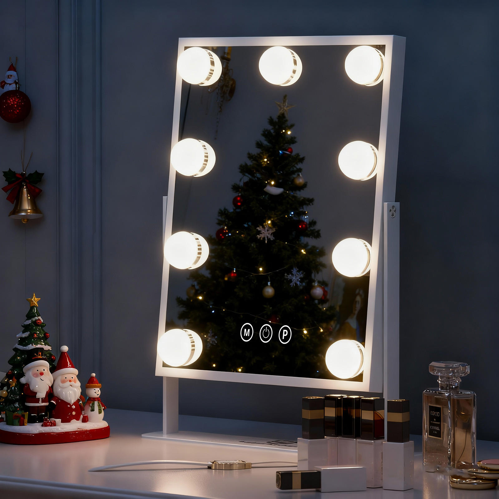 SCHMINKSPIEGEL mit LED-Beleuchtung weiß 25/30 cm - Weiß, Metall (25/30/3cm) - VANITII